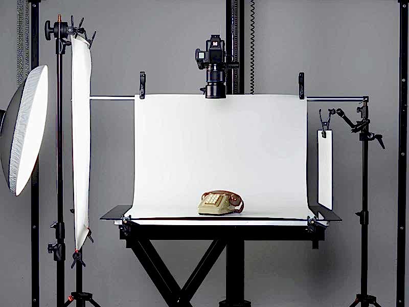 An old telephone set at the digitalisation studio, ready to be photographed.